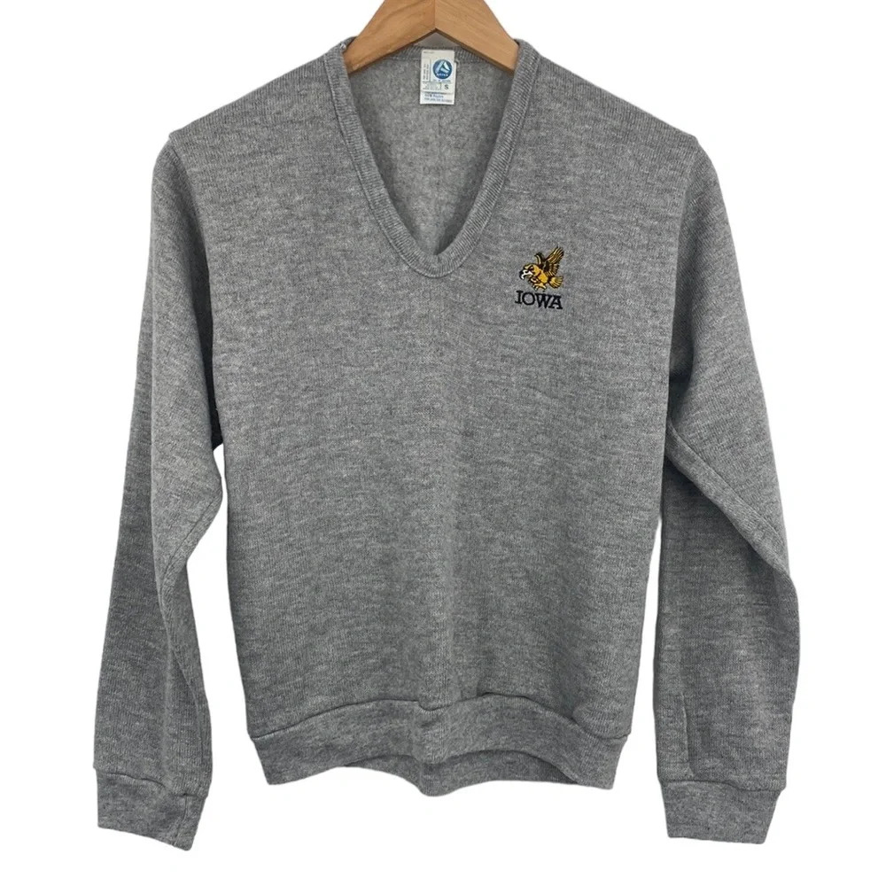 Artex Sweatshirt Tops Mens Size Small Gray Gold Iowa Hawkeye Long Sleeve Vintage